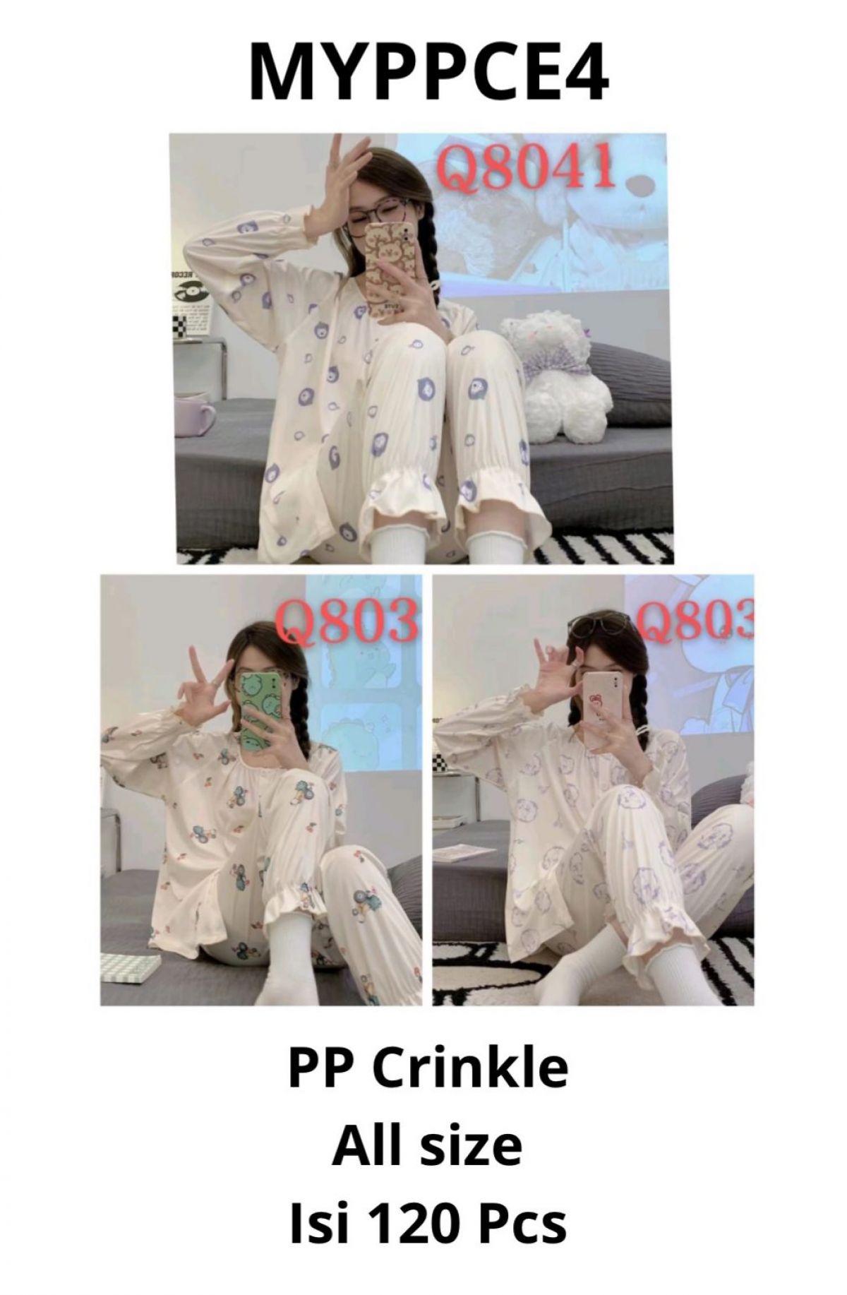 BAJU TIDUR PP BAHAN CRINKLE MYPPCE4 ALLSIZE ISI 120 PCS