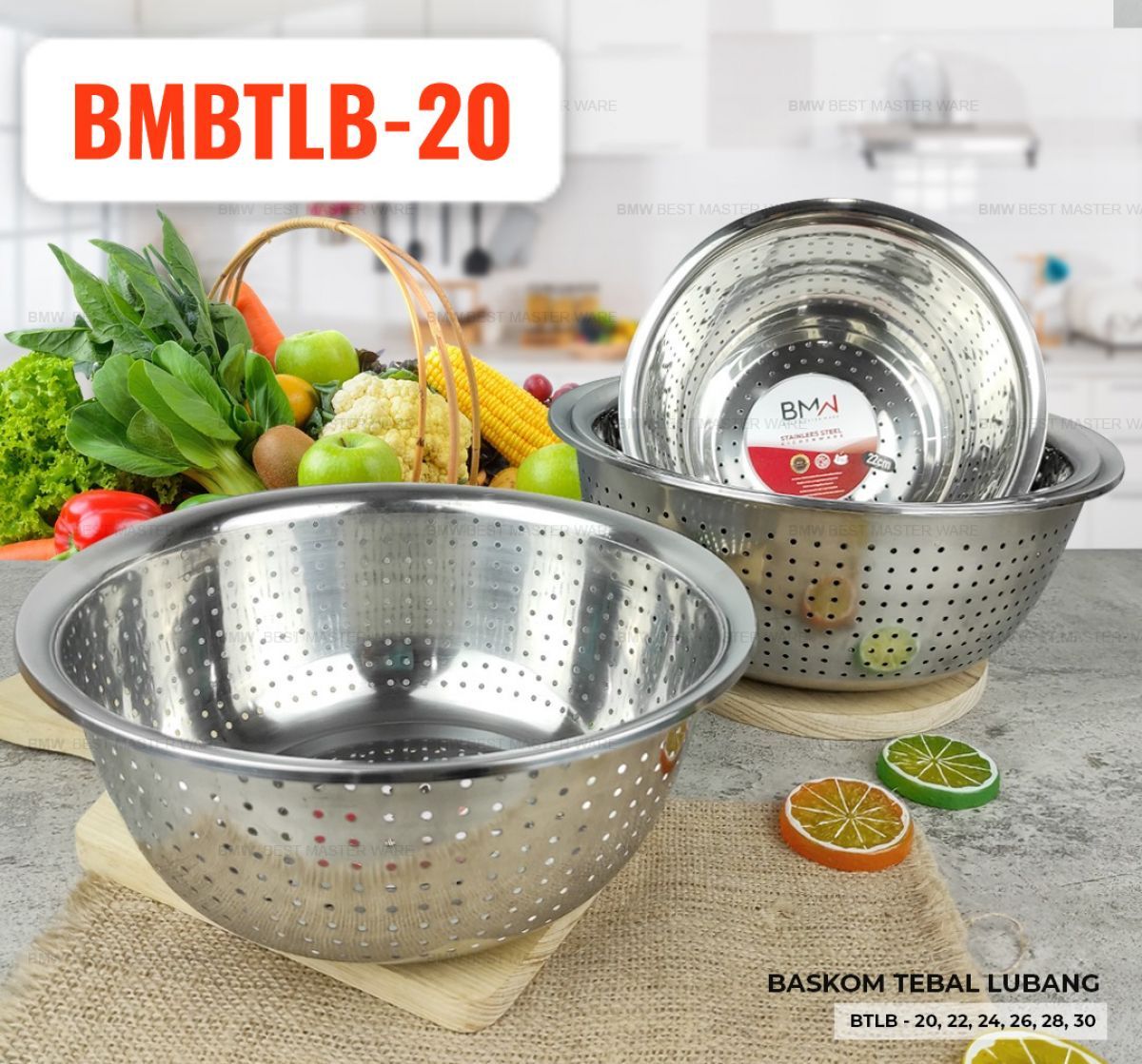 BASKOM TEBAL LUBANG BMBTLB-20 SIZE 20CM ISI 220 PCS