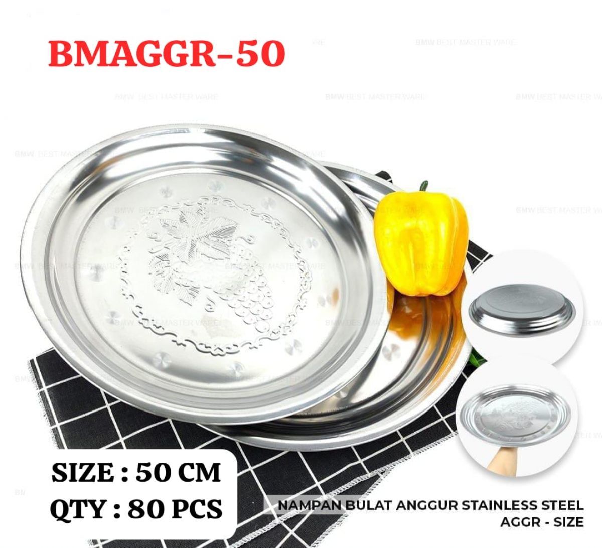 NAMPAN BULAT ANGGUR STAINLESS STEEL BMAGGR-50 SIZE 50CM ISI 80 PCS