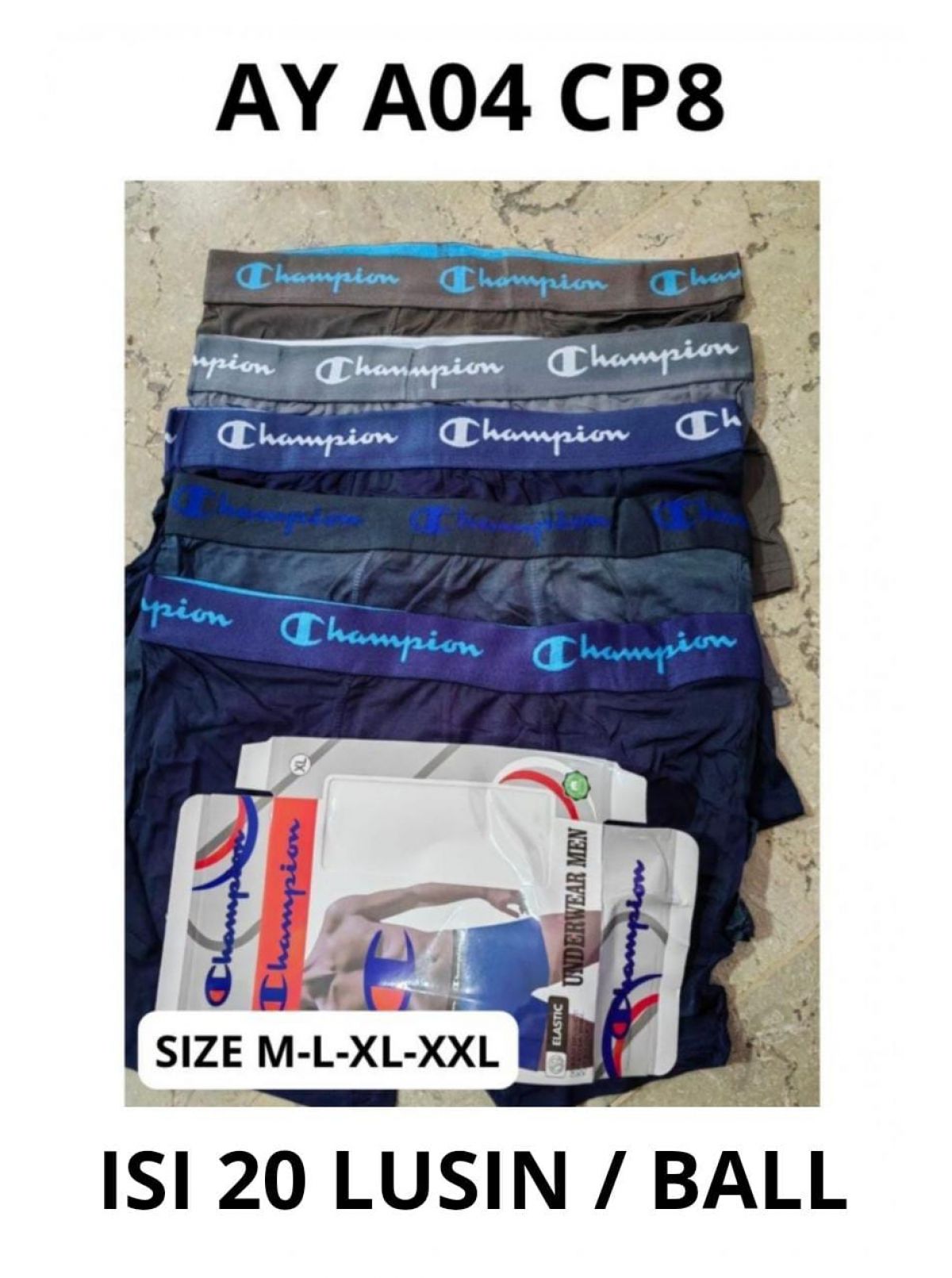 BOXER AY A04 CP8 SIZE M-L-XL-XXL ISI 20 LUSIN.