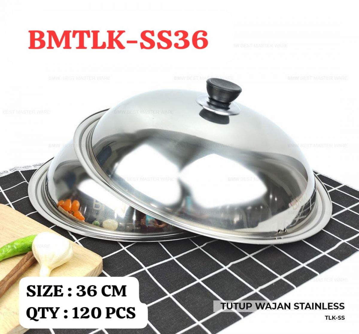 TUTUP WAJAN STAINLESS BMTLK-SS36 SIZE 36 CM ISI 120 PCS